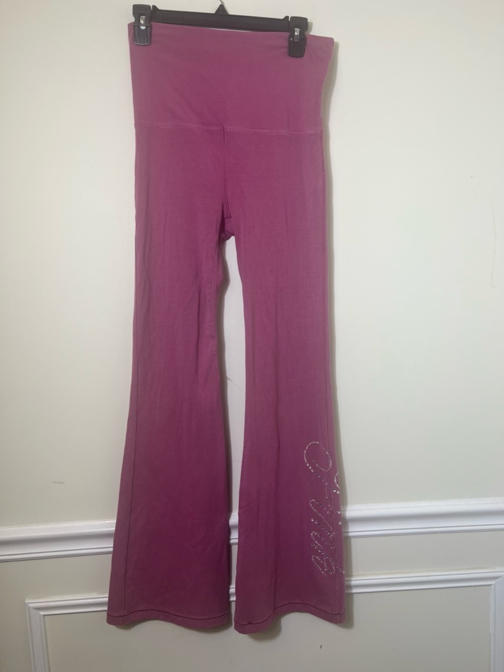 VS PINK ALL DAY COTTON FOLDOVER FLARE RHINESTONE BLING LEGGINGS - Picture 7 of 10